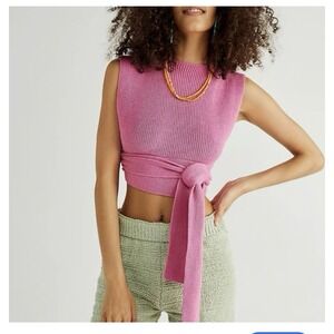 Free People Beach Orchid Convertible Knit Sweater Sz‎ Small Pink New
